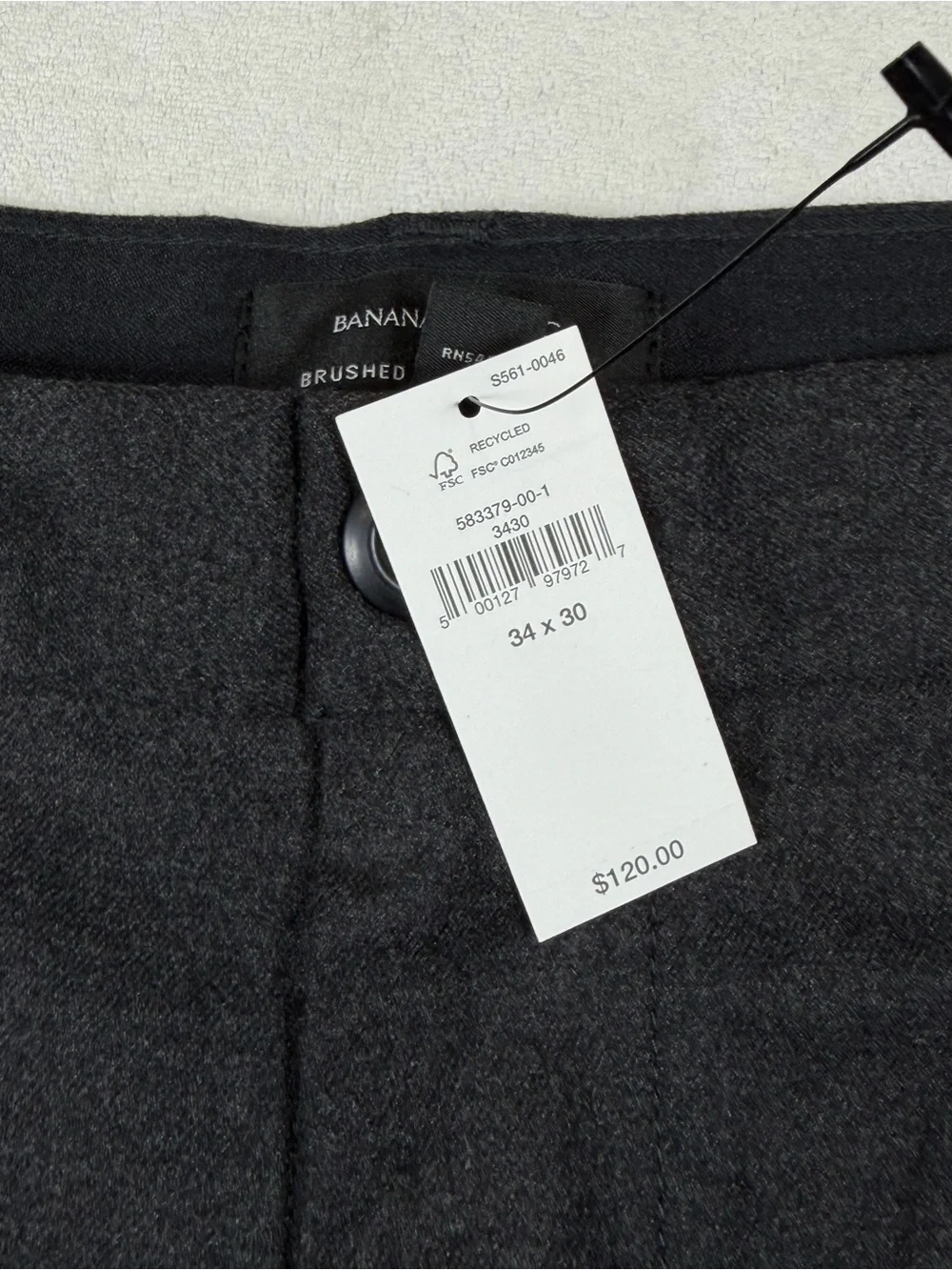 NWT Banana Republic 34W 27L Brushed Pleated Men's Black Dress Trousers